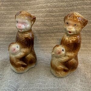 Vintage Ceramic Monkeys with baby Figurines
Made in Japan